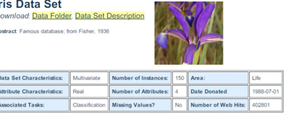 図 5.9 UCI Machine Learning Repository にあるアヤメ (iris) の分類