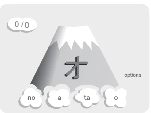 Figure 1: An example of a simple educational game for learning Japanese ka- ka-takana characters
