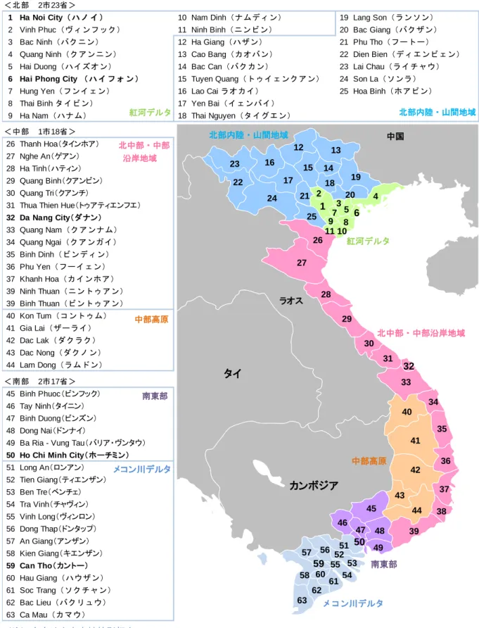 図表  2-4    行政区画（5 市 58 省） 