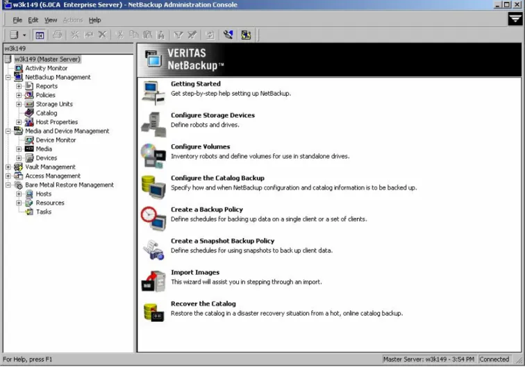 図 1: NetBackup 管理コンソール 
