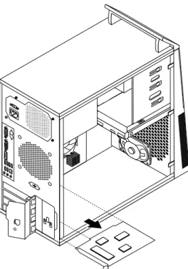 図 9. PCI カードの取り外し 注 注 注： ： ： a. カードは、カード・スロットに固くはまっています。必要に応じて、カードを左右交互に少し ずつ動かして、カード・スロットから取り出してください。 5