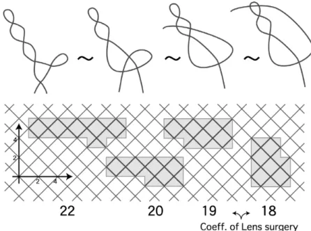 Figure 3: P(-2,3,7) is represented by these curves as a divide knot