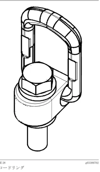 図 27 g03391555 代表例 図 28 g03389702 ロードリング エンジンを工場取付けCEMと一緒に吊り上げる場 合，次の手順を実施する必要があります。 11.