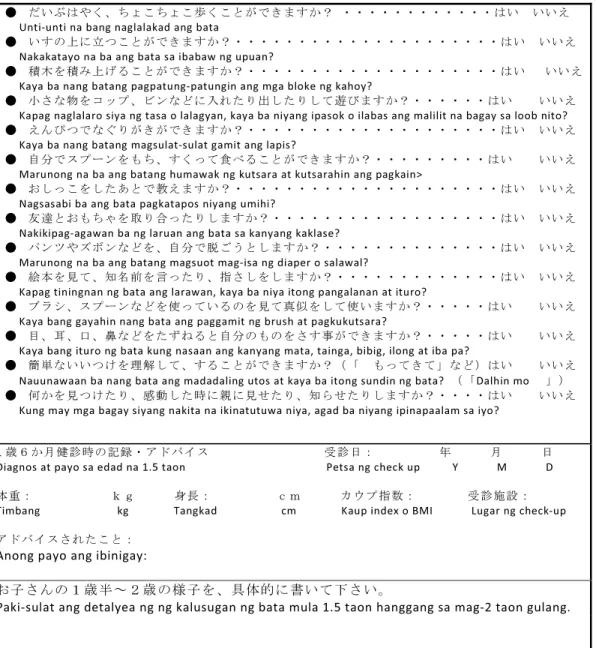 表 14  １歳半～2 歳の記録（めばえ支援ファイル） 