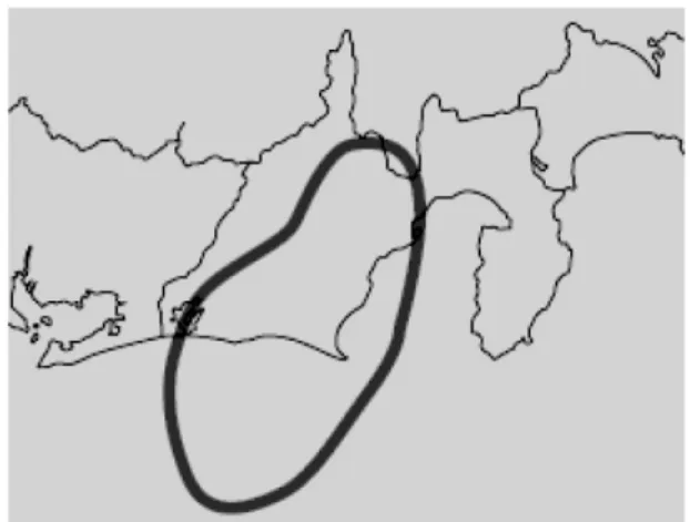 Fig. 4  The  Predicted  source  region  of  the  Tokai  Earthquake.