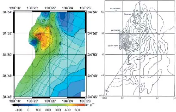 Fig.  8  Comparison of the magnetic anomaly maps（left: this study, right: Shin et al., 1990）.