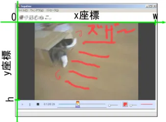 図 4.3: クライアントアプリケーションにおける座標系