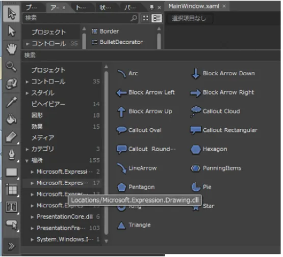 Figure 1：  Expression Blend 付属のシェイプ  ビットマップ効果（Effect） 