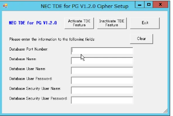 図 4-2   NEC TDE for PG VX.Y.Z Cipher Setup 画面
