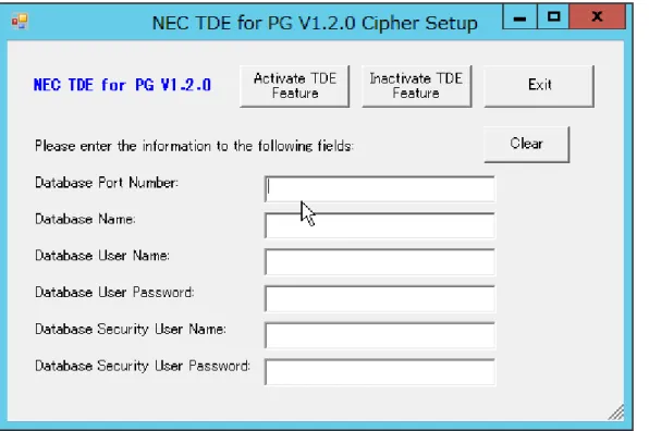 図 5-1   NEC TDE for PG VX.Y.Z Cipher Setup 画面