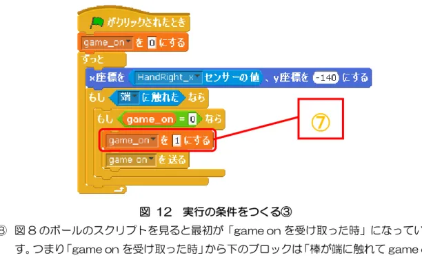 図 7 は棒のスクリプトの一部、図 8 はボールのスクリプトの一部です。 