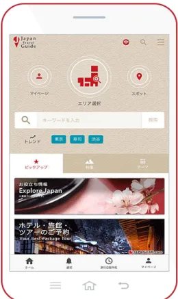 図 2  「Japan Travel Guide」の画面（イメージ） 
