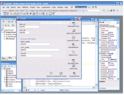 図 3 - SDI アプローチを用いた Delphi  コードエディタによるコーディング作業 RAD Studio 2010 のコードエディタでは、開発者の生産性を飛躍的に高めるコード入力支援機能を利 用できます。エディタはタブ付きウィンドウになっており、一度に複数のファイルを開くことができ ます。 図 4 – コードエディタ  コードエディタには、以下のような支援機能が搭載されています。  •  構文強調表示：コメント、文字列、識別子、キーワード、予約語などを色分けして表示し、容易 に識別できるようにしま