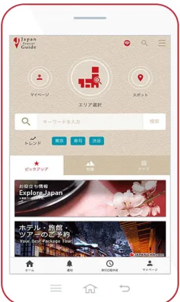 図 2  「Japan Travel Guide」の画面（イメージ） 