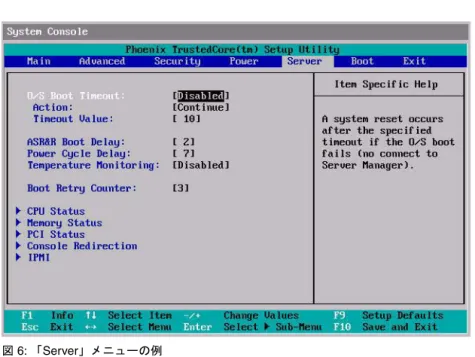 図 6: 「Server」メニューの例