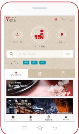 図 2  「Japan Travel Guide」の画面（イメージ） 