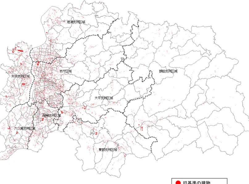 図 ３-１ 旧基準の建物の分布状況図