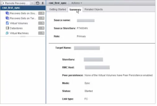 図 12: リモートリカバリセットの詳細 リモートリカバリセットのマウント この項では、リモートリカバリセットを ESXi ホストまたはプロキシホストにマウントする方法について説明 します。リモートリカバリセットをマウントするため、管理タブが表示されていることを確認します。管理タ ブに移動する方法の詳細については、リモートリカバリセットの管理 (66 ページ ) の手順 1 ～ 6 を参照します。 注記: • リモートリカバリセット構成では、ベースボリュームがすでにマウントされているサーバー以外の ESXi
