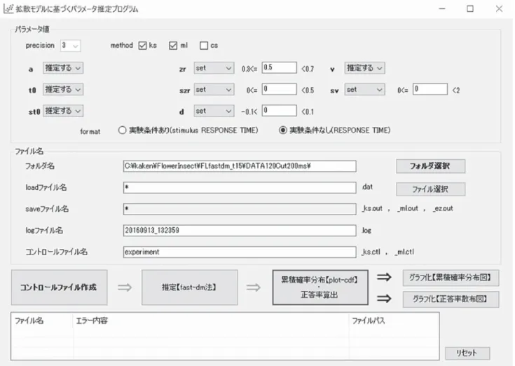 図 7 パラメータ推定プログラムの操作画面