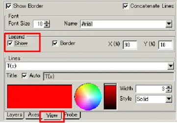 図 6. 1D Visualization  レジェンド枠の表示・非表示変更画面 