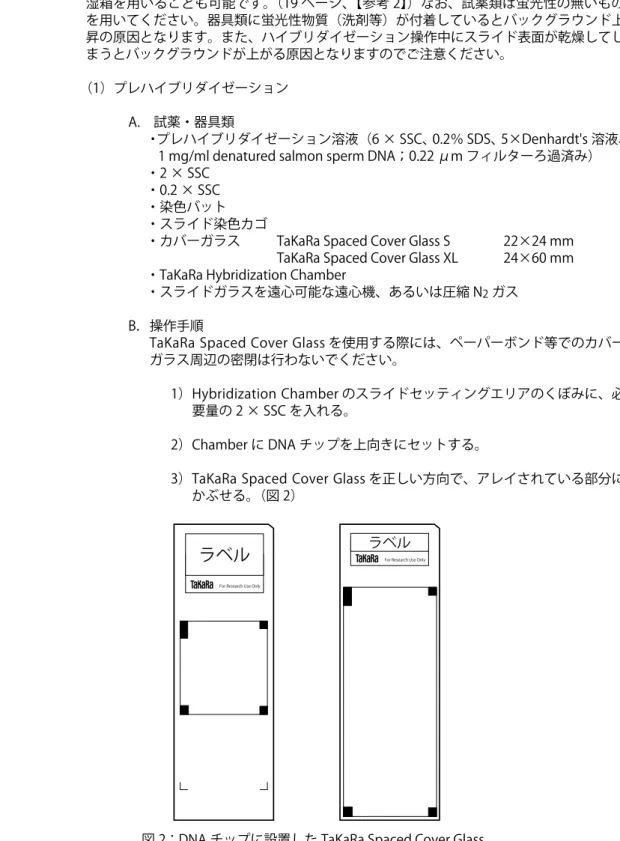 図 2：DNA チップに設置した TaKaRa Spaced Cover Glass