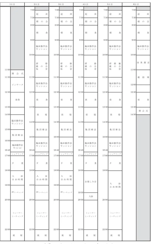 Figure 1 心理リハビリテイションキャンプのスケジュール