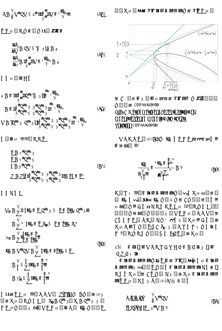 Fig. 5 Mathematical characteristics of  mean-variance models with short  position  5)6)8)33)39)42)44) したがって，式 (41) の 