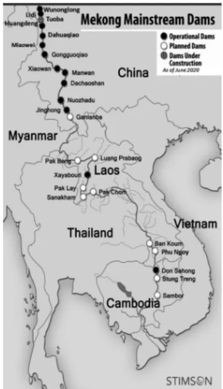 Figure 2: Mainstream dams in the Mekong River basin