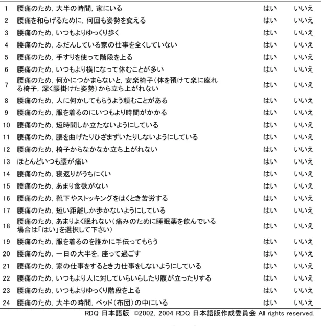図 2.5.1  RDQ 質問票[2.5.1] 
