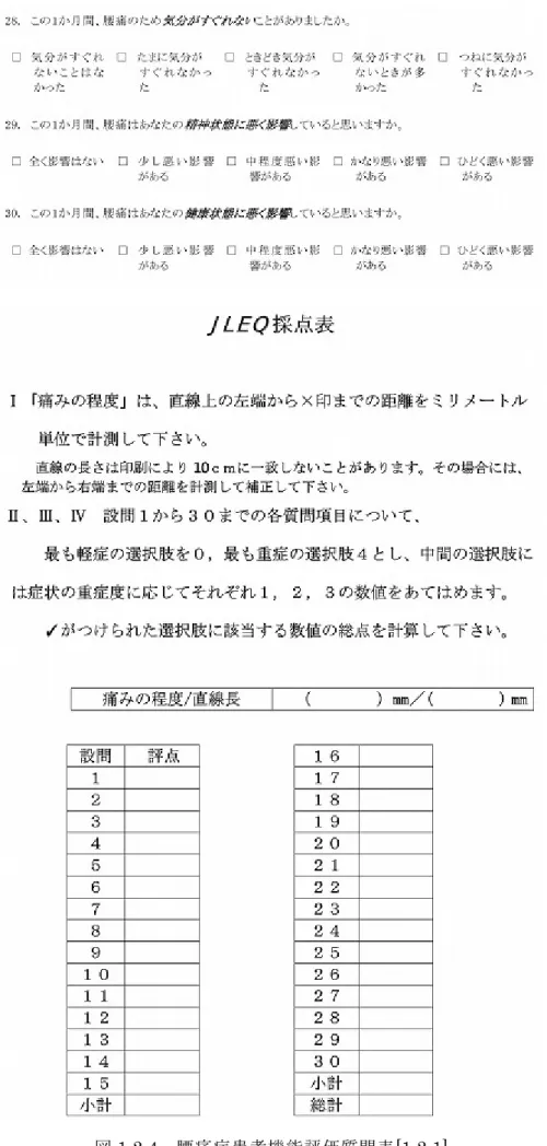 図 1.2.4  腰痛症患者機能評価質問表[1.2.1] 
