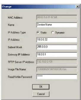 Figure 2-9 Scan Tool Change Screen c. Set  IP Address Type  to  Static .