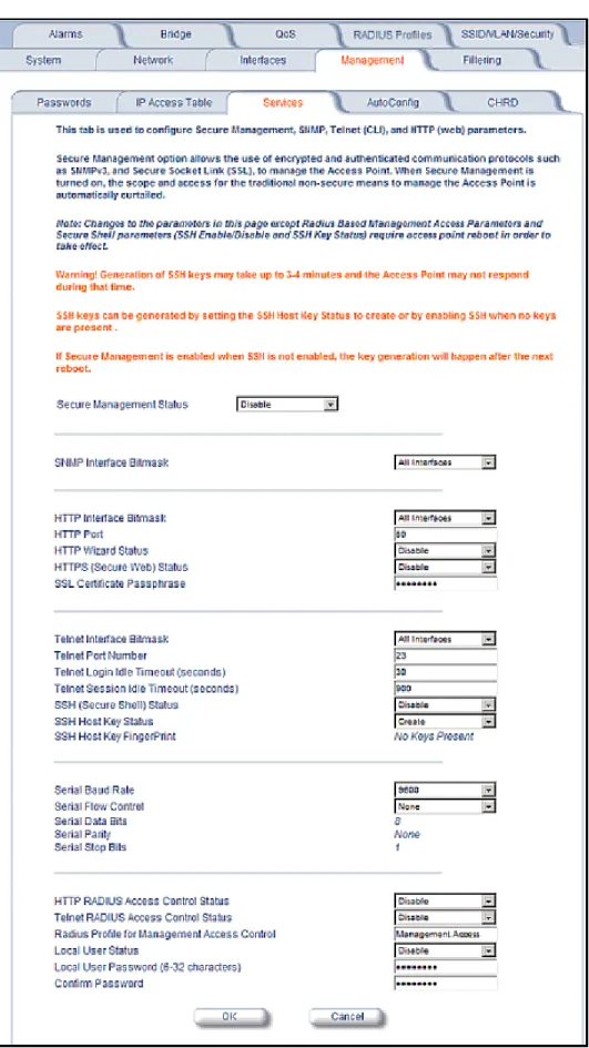 Figure 4-17 Management Services Configuration Screen