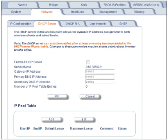 Figure 4-4 DHCP Server Configuration Screen