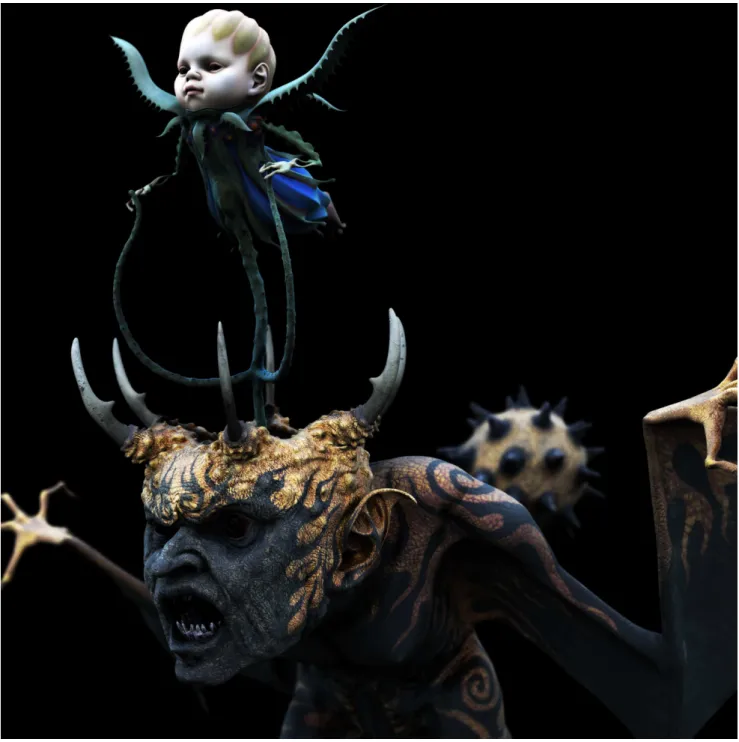 図 1 Quon を制御する Bud  神戸ビエンナーレ 2009  3DCGZOO において立体映像として展示。 