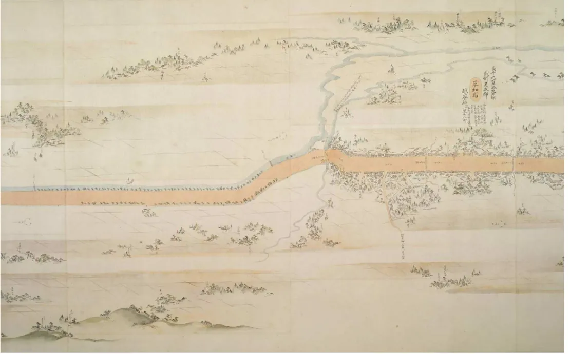 図 2- 4：日光道中分間延絵図( 5 巻之内 1) 〔部分〕文化 3 年( 1806） ．国指定重要文化財．東京国立博物館蔵  Image:TNM Image Archives 