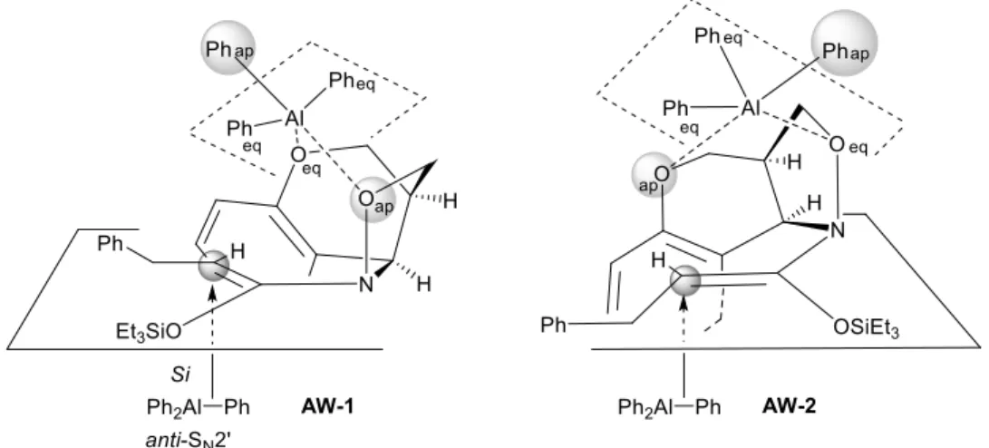 Figure 4. Stereochemical feature of diastereoselective -phenylation. 