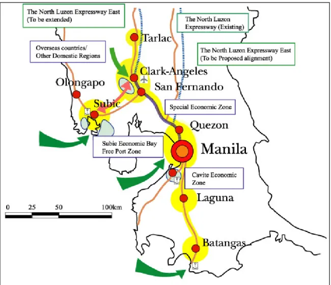 Figure 1-1    Study Area – Mega Manila and Proposed IT Economic Corridor  