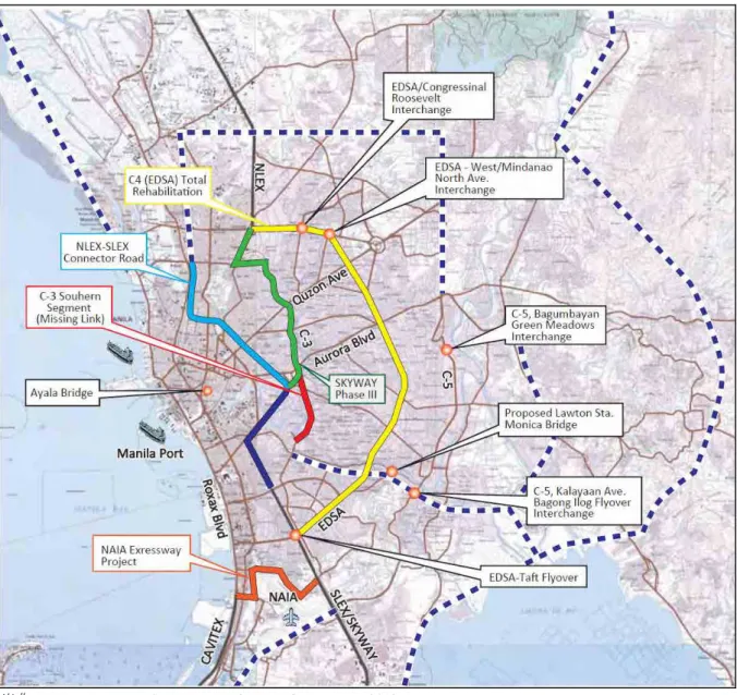 図 3.1-3  メトロマニラの道路プロジェクト位置図 