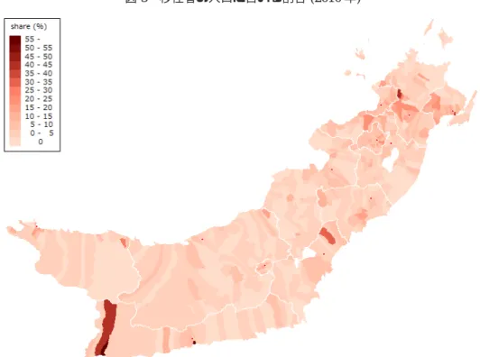 図 5 移住者の人口に占める割合 (2010 年 )