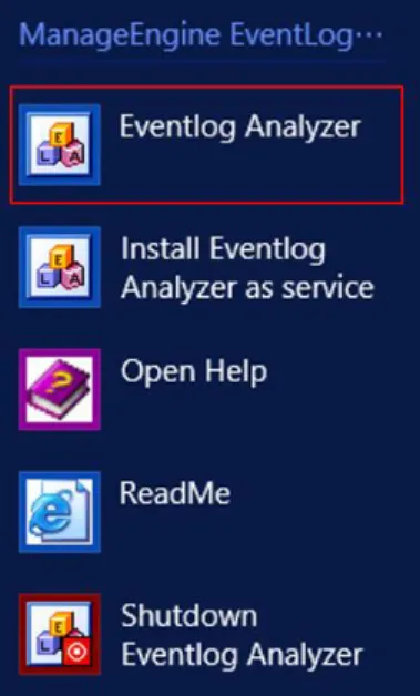図  10  Eventlog Analyzer サーバの起動方法 