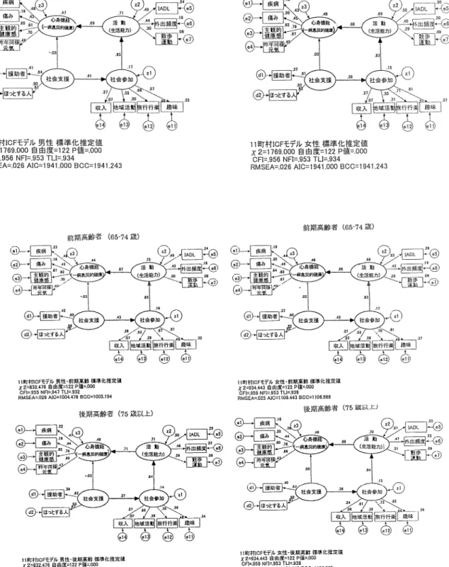 図  性別年齢階級別健康関連要因モデル