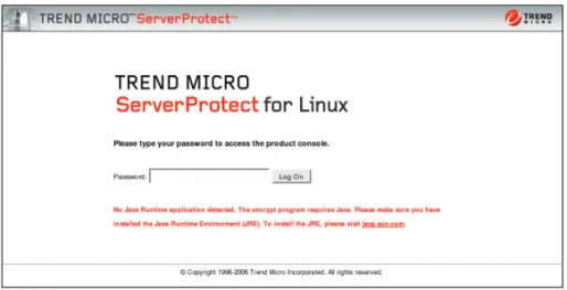 図 3-3. Java Runtime Environment (JRE) がインストールされていない Mozilla ブ ラウザに表示されるログオン画面 Java プラグインを有効にするには、Mozilla プラグインディレクトリに移動して、 Java プラグインのシンボリックリンクを作成します。次に例を示します。 cd /usr/lib/mozilla/plugins ln -s \ > /usr/java/j2re1.4.2/plugin/i386/ns610-gcc32\ > libja
