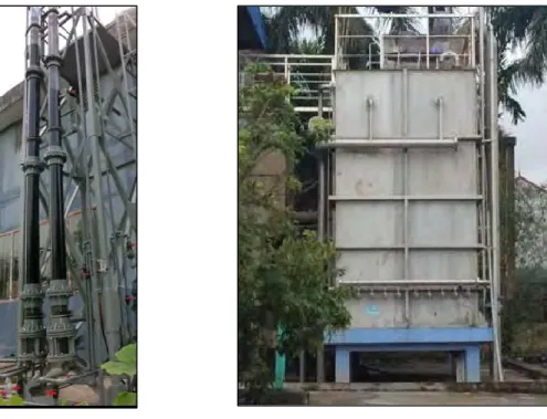Figure 12. Pilot-scale reactor in Hoa Phu WTP (left) and Full-scale reactor in Vinh 