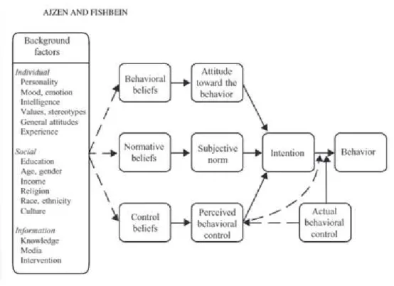 Figure  2-1  Theories of reasoned action  and  planned  behaviour (Ajzen &amp; 