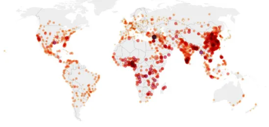 Figure 1-2. agglomeration growth rate of world cities size with more than 300,000 inhabitants