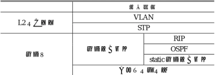 表  3  実験用ネットワークの設定項目  Table 3  Configuration items of experimental network. 