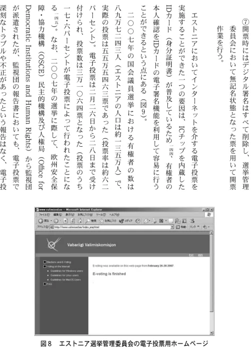 図 ８  エストニア選挙管理委員会の電子投票用ホームページ