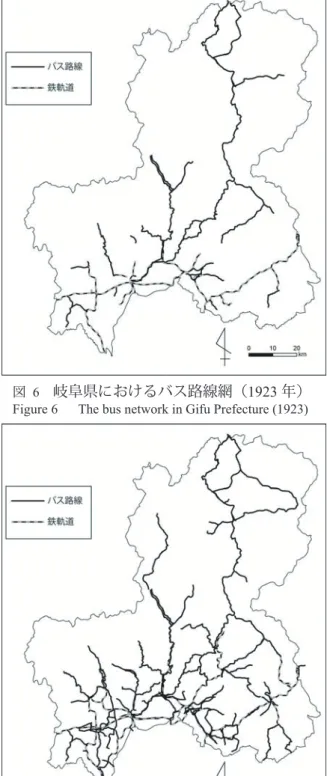 図  7  岐阜県におけるバス路線網（1929 年）