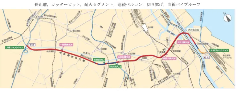 図 -1   品川線路線平面図  Fig.1 Shinagawa Line Route ground plan 