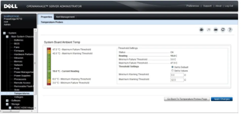 図 3. ゲージインジケータ オンラインヘルプの使用 Server Administrator  ホームページの各ウィンドウでは、状況に応じたオンラインヘルプを使用できます。ヘル プ をクリックすると、表示中のウィンドウについて詳しい情報が掲載されたヘルプウィンドウが開きます。 オンラインヘルプは、 Server Administrator  サービスの各要素を実行するのに必要な、特定の動作について説明 するように設計されています。 Server Administrator  が検出するシステムのソフトウェ
